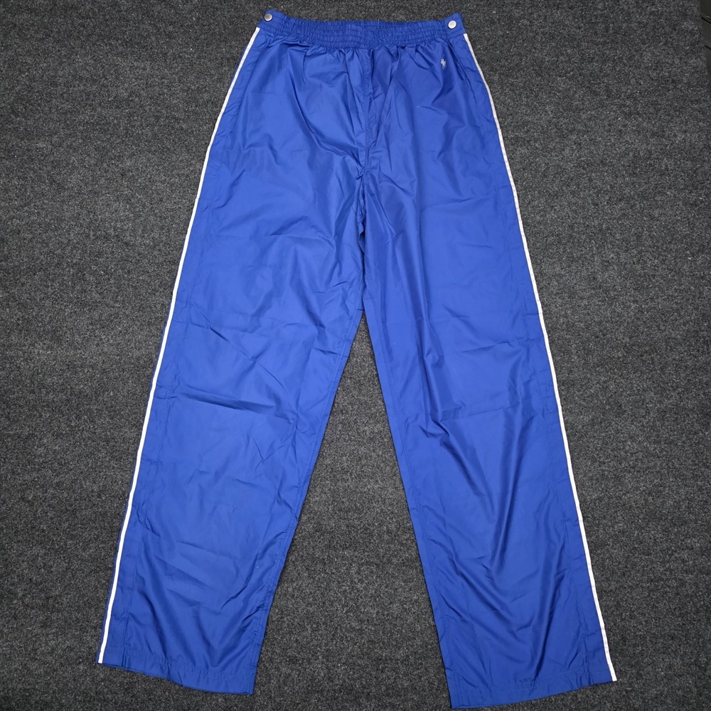 Polo Ralph Lauren Mens XL Blue Tear Away Track Sweat Pants Windbreaker Logo NEW